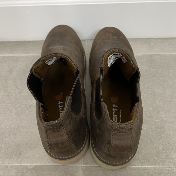Carhartt Chelsea Pull On Edge Mens 14 Brown Leather Workwear Boots Shoes - Picture 3 of 5